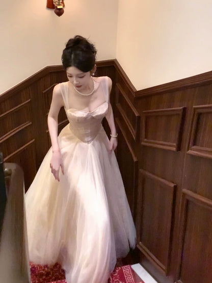 A Line Pink Tulle Formal Prom Dress Sweet Birthday Dress  P1616