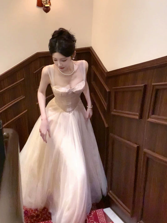 A Line Pink Tulle Formal Prom Dress Sweet Birthday Dress  P1616