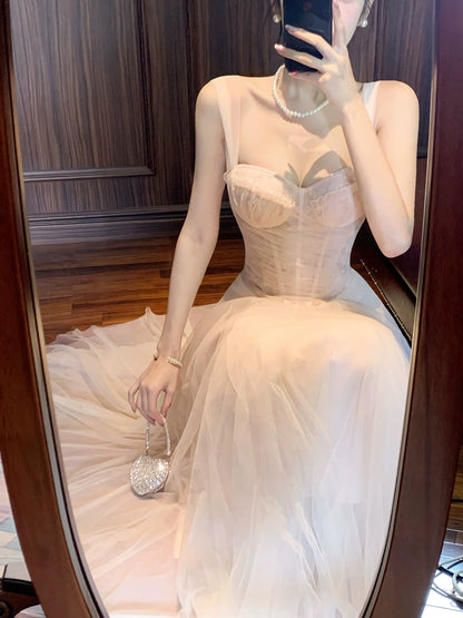 A Line Pink Tulle Formal Prom Dress Sweet Birthday Dress  P1616