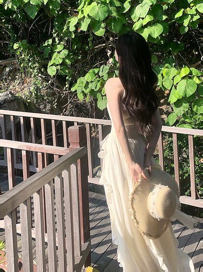 A Line Ruffled Chiffon Birthday Dress Beaded Evening Gown  P1594