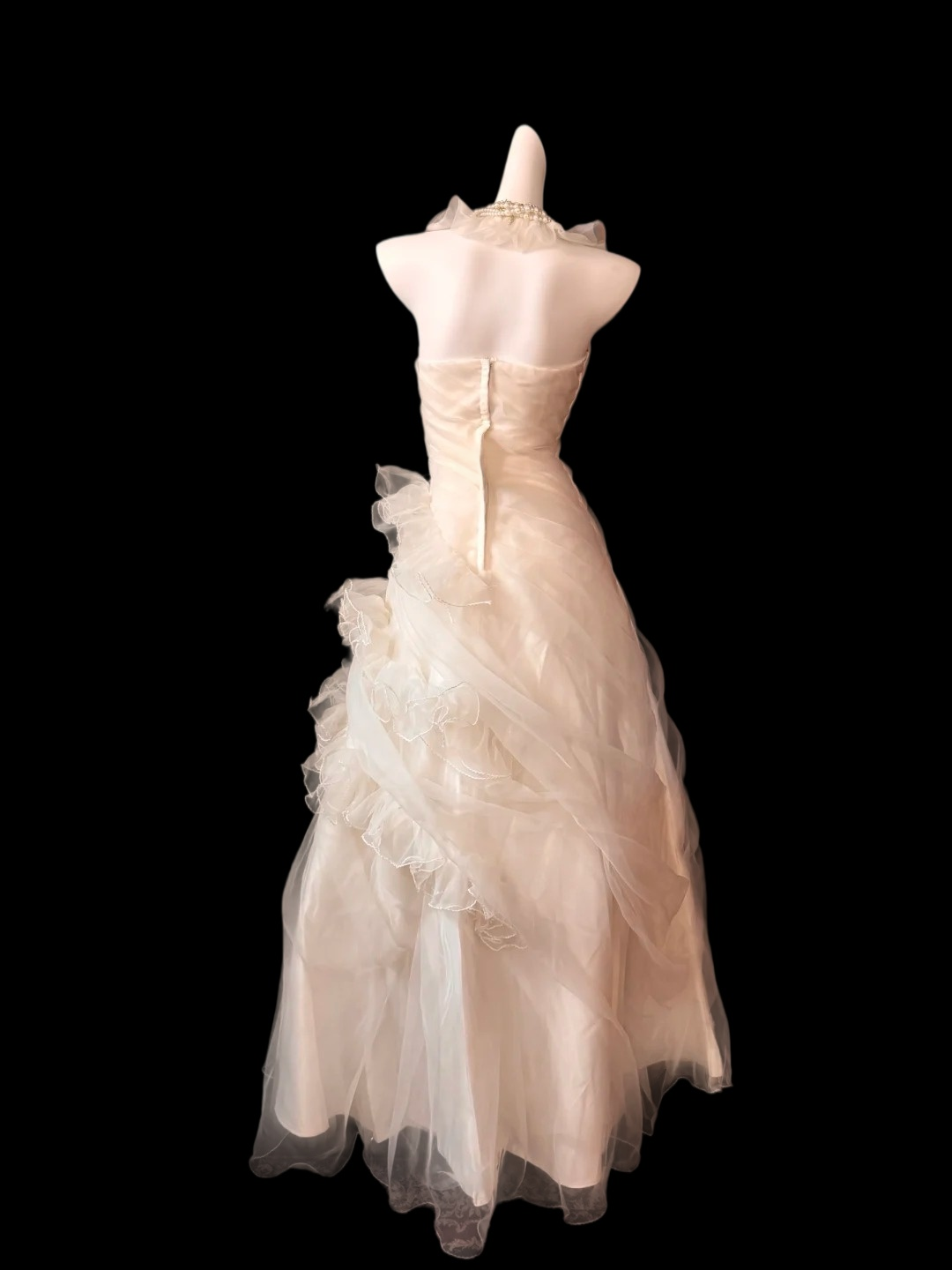 A Line Ruffled Formal Prom Dress Organza Evening Dress   P1794