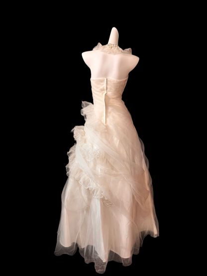 A Line Ruffled Formal Prom Dress Organza Evening Dress   P1794