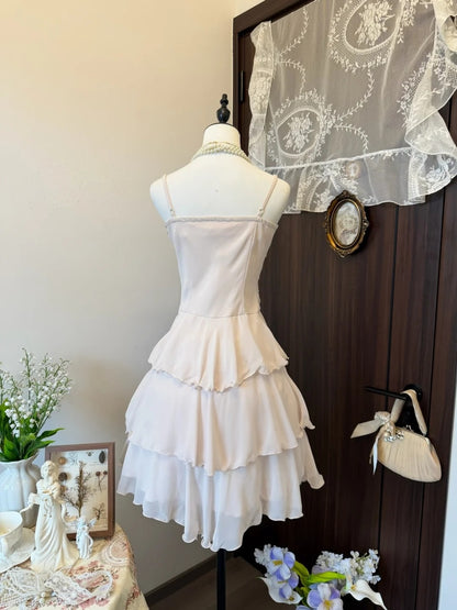 A Line Ruffled Pink A Line Homecoming Dress Layered Birthday Dress   P1907