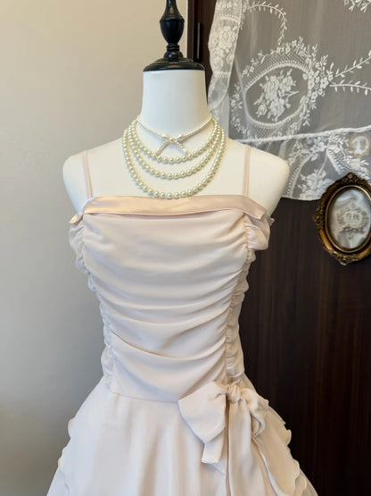 A Line Ruffled Pink A Line Homecoming Dress Layered Birthday Dress   P1907