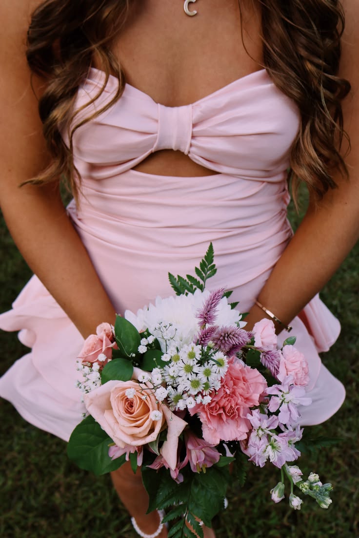 A Line Ruffled Sweet Pink Homecoming Dress  P2330