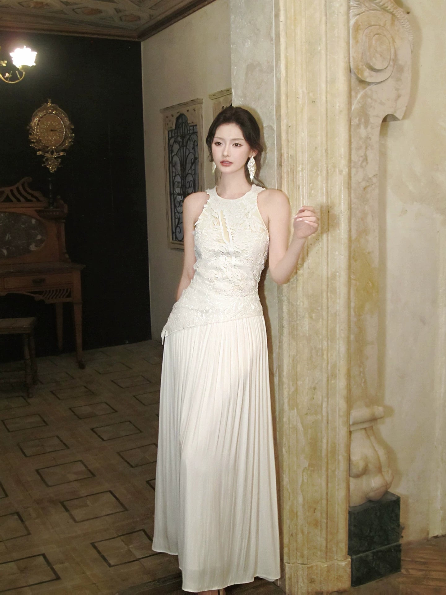 A Line Sleeveless Wedding Dress Chiffon Graduation Dress  L106
