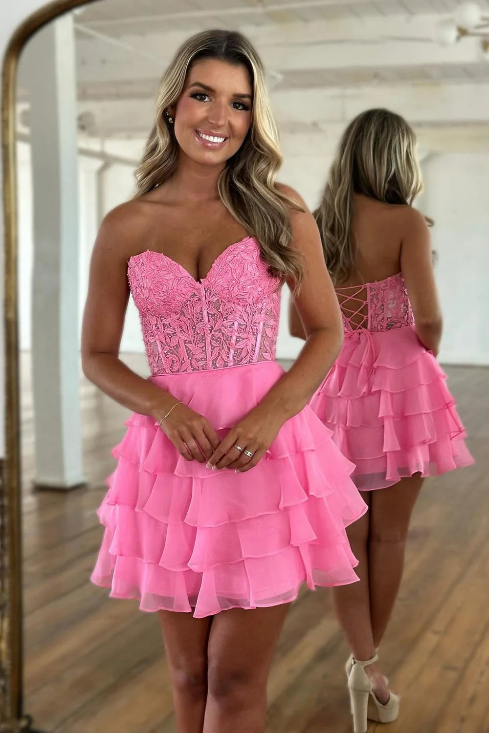 A Line Sweetheart Lavender Chiffon Homecoming Dress  P2370
