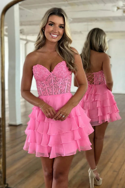 A Line Sweetheart Lavender Chiffon Homecoming Dress  P2370
