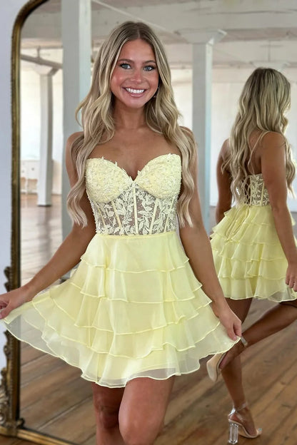 A Line Sweetheart Lavender Chiffon Homecoming Dress  P2370