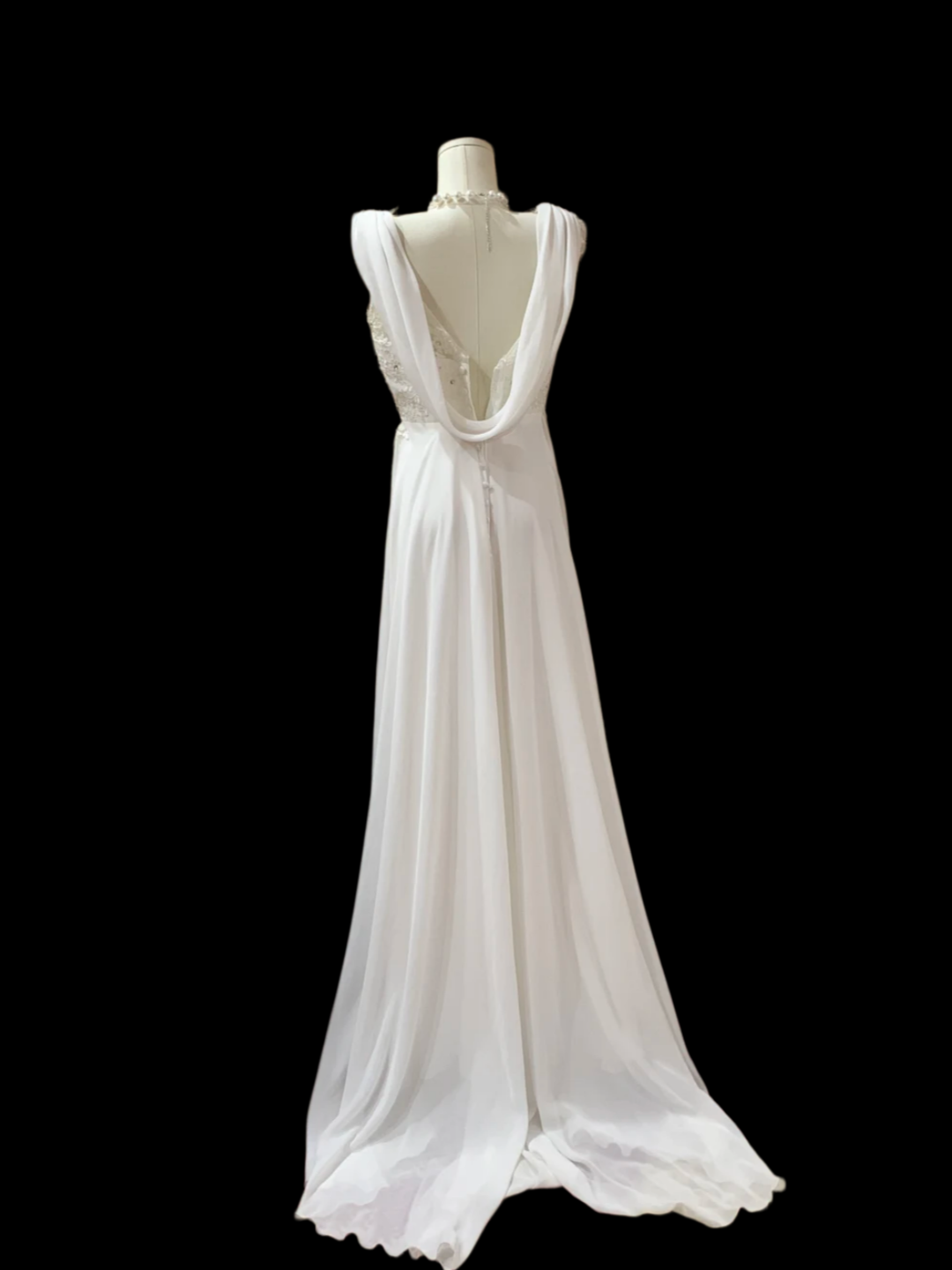 Appliques Elegant White Chiffon A Line Wedding Dress For Bridal  P806