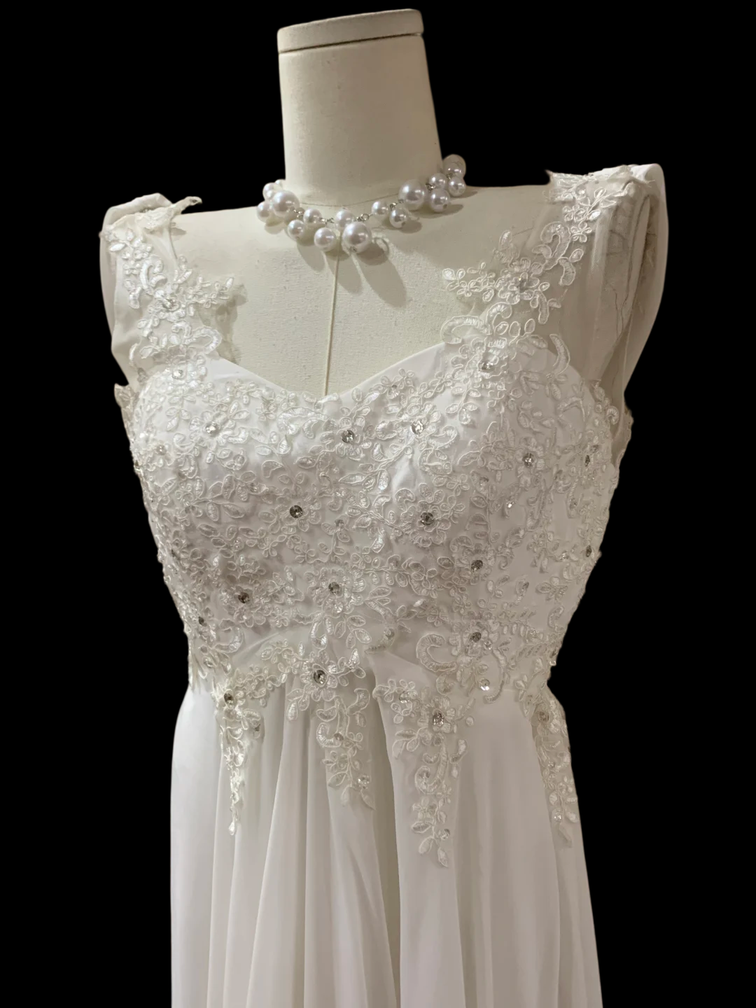 Appliques Elegant White Chiffon A Line Wedding Dress For Bridal  P806