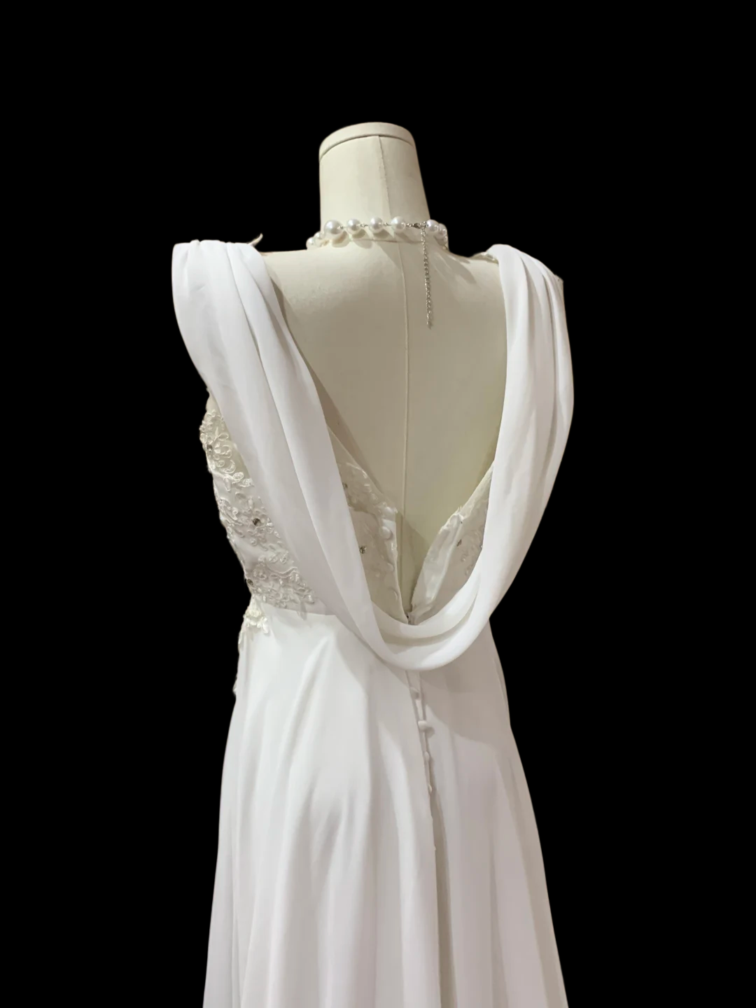 Appliques Elegant White Chiffon A Line Wedding Dress For Bridal  P806