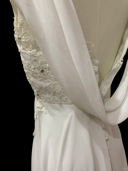 Appliques Elegant White Chiffon A Line Wedding Dress For Bridal  P806