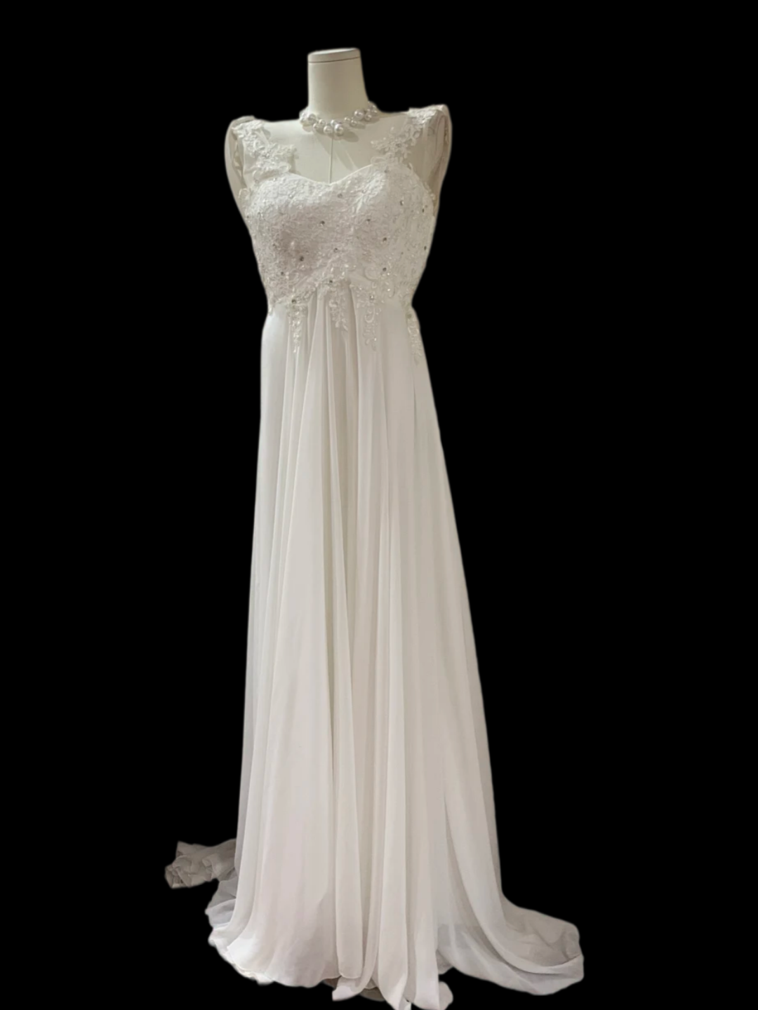Appliques Elegant White Chiffon A Line Wedding Dress For Bridal  P806