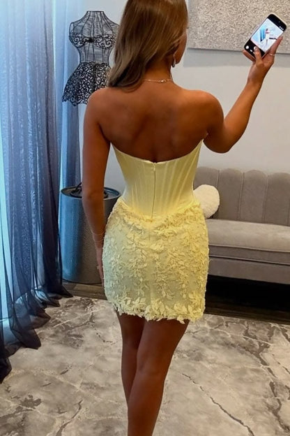 Appliques Sheath Satin Homecoming Dress Mini Cocktail Dress   P2155