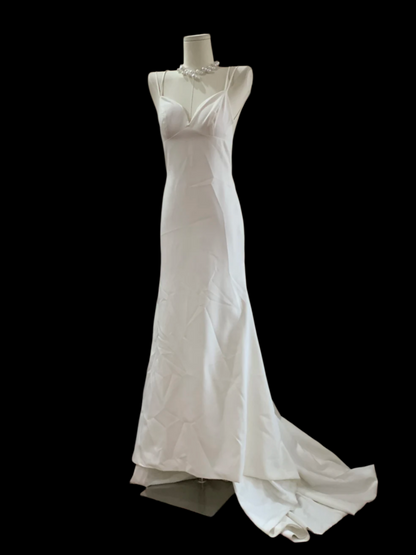 Backless Mermaid White Wedding Dress Formal Bridal Backless Prom Dress  P808