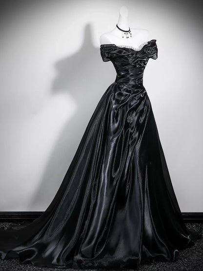 Beaded Off The Shoulder Black Formal Prom Dress  P2701