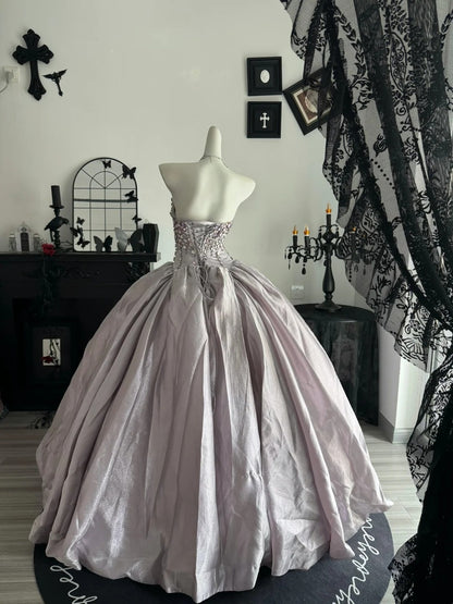 Beaded Pink Ball Gown Birthday Dress Sweet 15 Quinceanera Dress  P2060