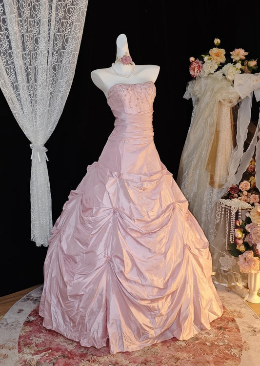 Beaded Strapless A Line Pink Formal Prom Dress Birthday Gown  P2613
