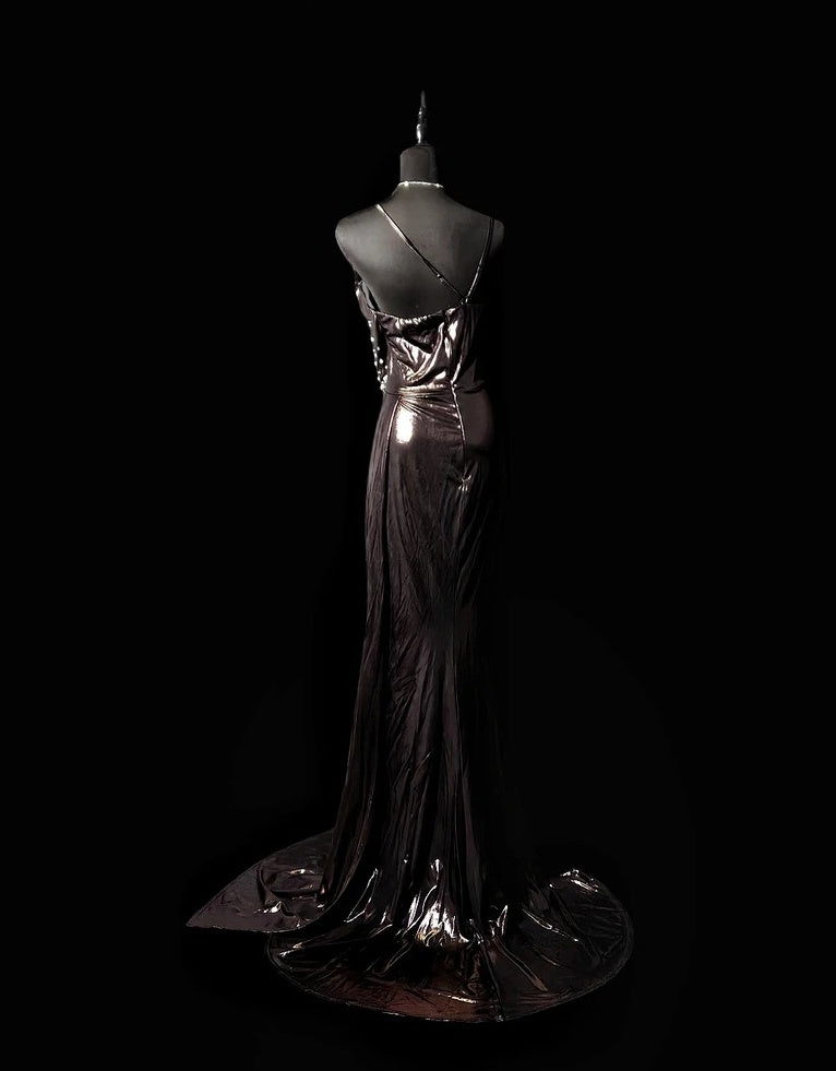 Beaded V Neck Formal Prom Dress Mermaid Evening Gown  P1821