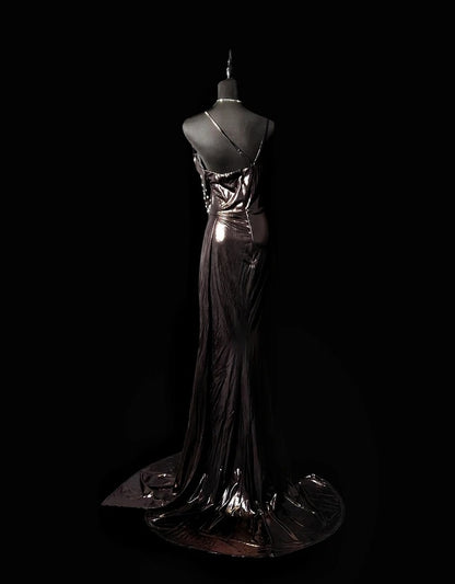Beaded V Neck Formal Prom Dress Mermaid Evening Gown  P1821