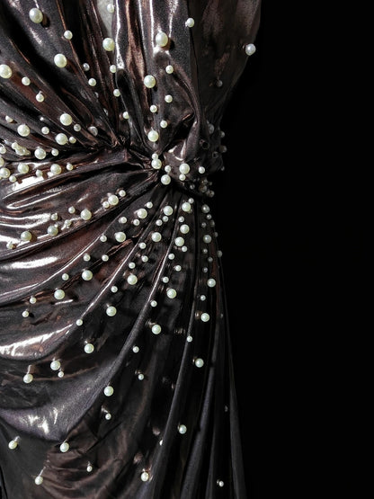 Beaded V Neck Formal Prom Dress Mermaid Evening Gown  P1821