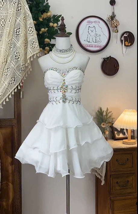 Beaded Short Chiffon Homecoming Dress Party Dress  P1171