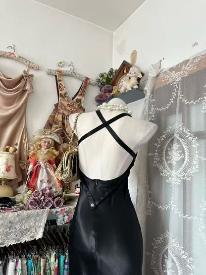 Black Mermaid Formal Prom Dress Open Back Evening Dress  P1959