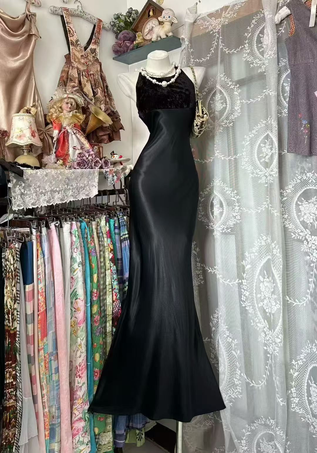 Black Mermaid Formal Prom Dress Open Back Evening Dress  P1959