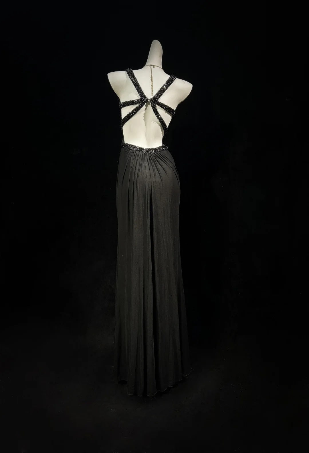 Black Retro Evening Dress Beaded Formal Prom Dress  P1682