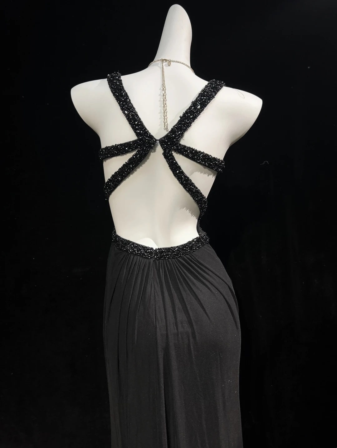 Black Retro Evening Dress Beaded Formal Prom Dress  P1682