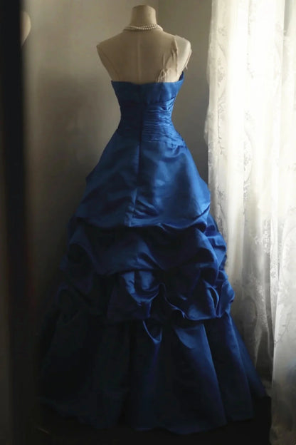 Blue Strapless Prom Dress Elegant Long Formal Dress  P986