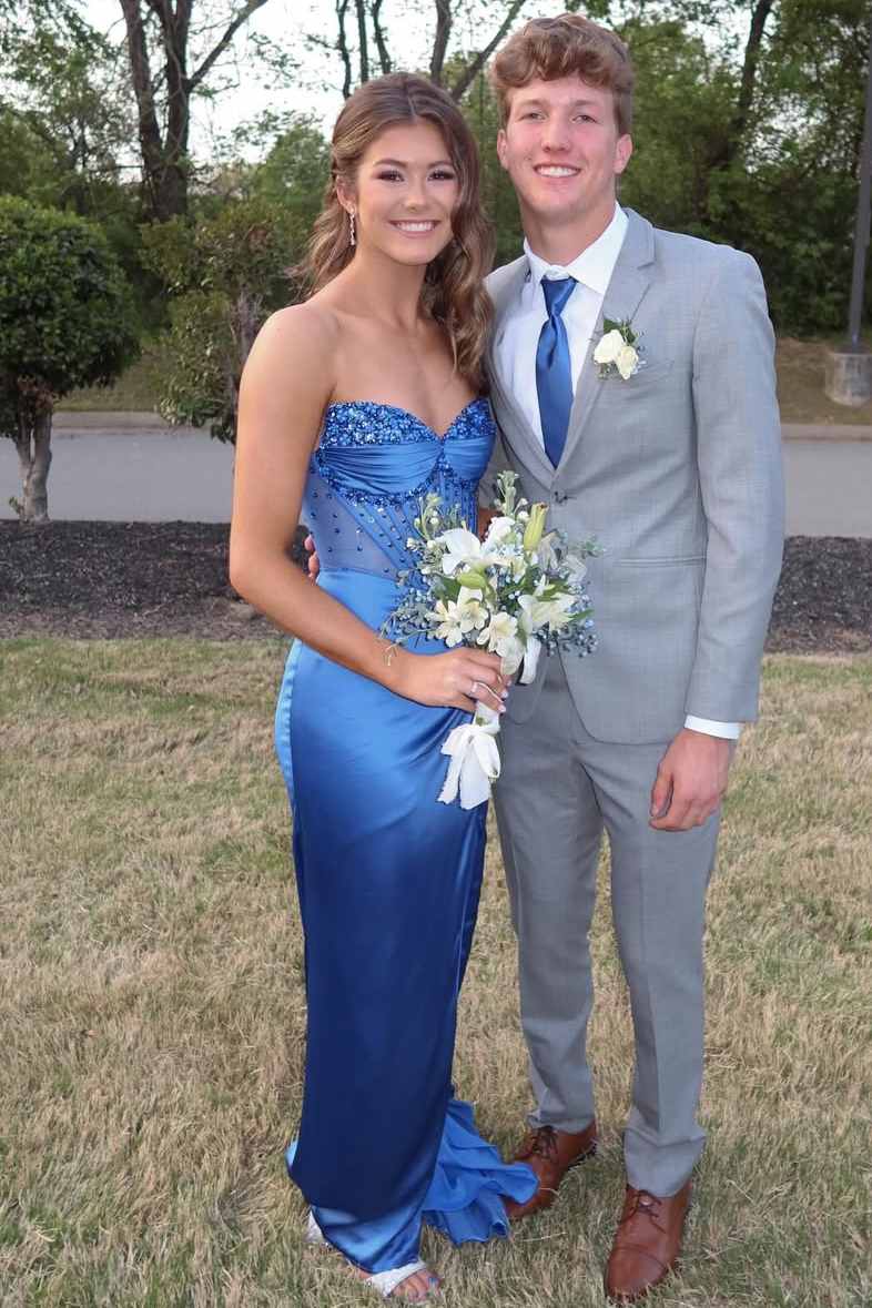 Blue Sweetheart Beaded Sheath Formal Long Prom Dress  P2523