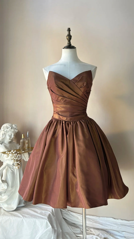 Brown A Line Homecoming Dress Short Party Dress  P1325