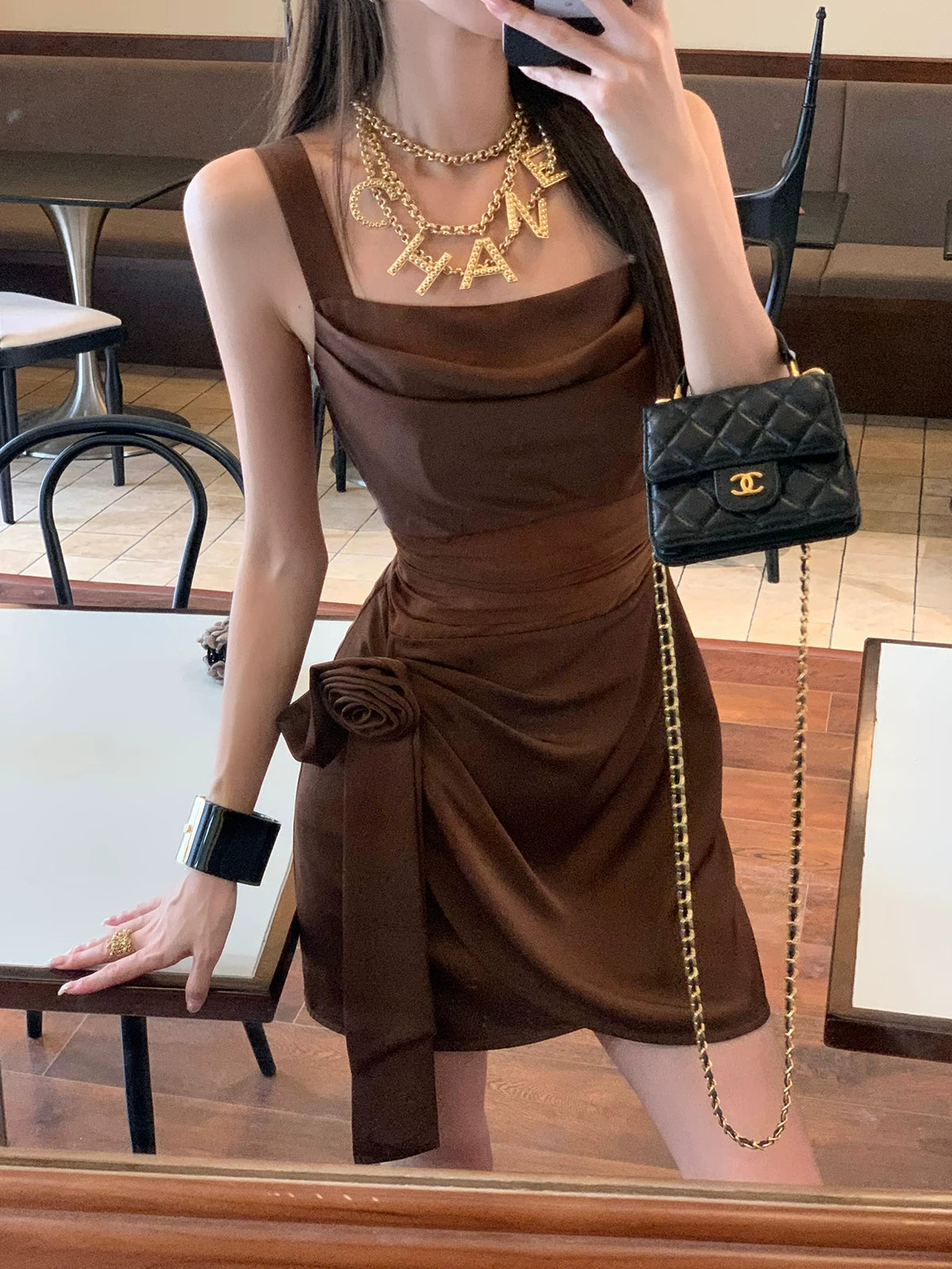 Brown Sheath Short Homecoming Dress  Mini Birthday Dress  P1409