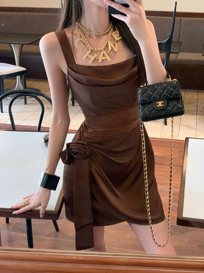 Brown Sheath Short Homecoming Dress  Mini Birthday Dress  P1409