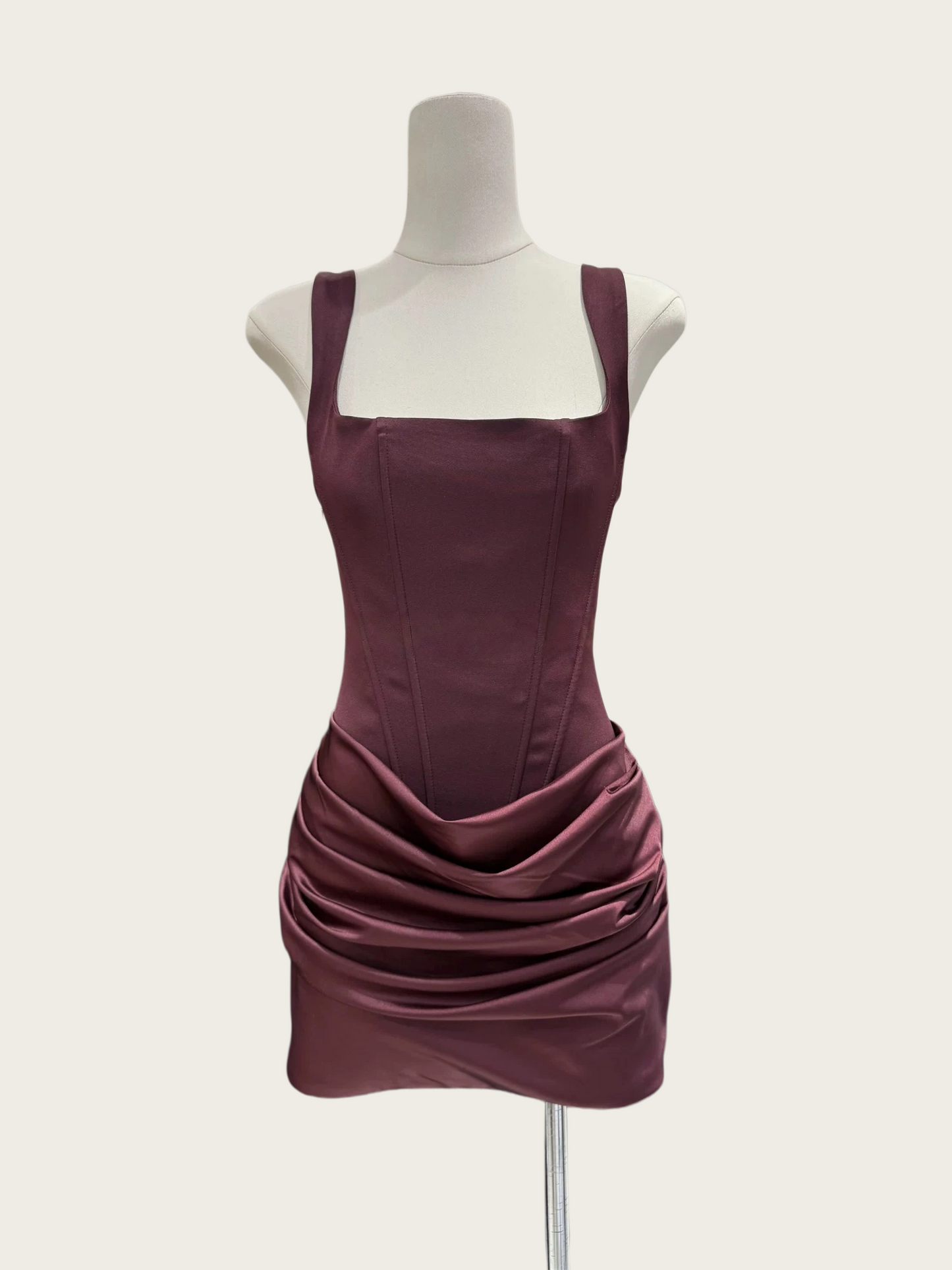 Burgundy Sheath Satin Homecoming Dress Short Party Dress  P1469