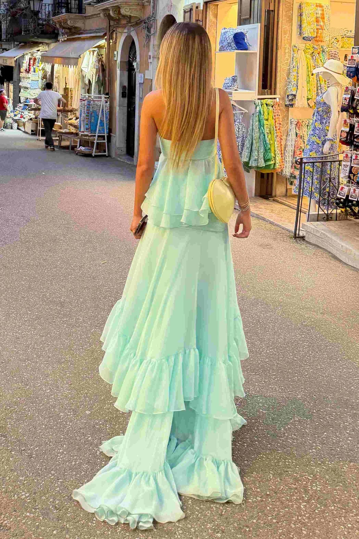 Chic Sweetheart Ruffles Chiffon Long Wedding Guest Dress  P2432