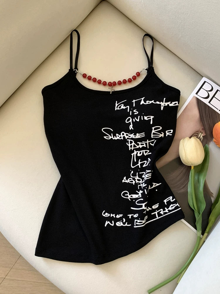 Designer Beaded Padded Spaghetti Strap Cropped Top   L117