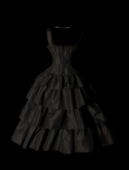 Elegant Black Layered Birthday Dress A Line Homecoming Dress  P1675