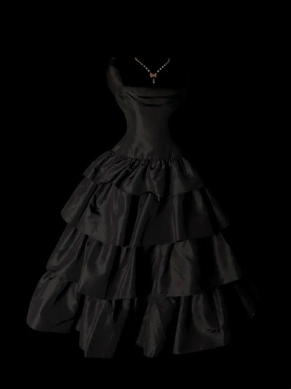 Elegant Black Layered Birthday Dress A Line Homecoming Dress  P1675