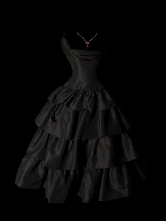 Elegant Black Layered Birthday Dress A Line Homecoming Dress  P1675