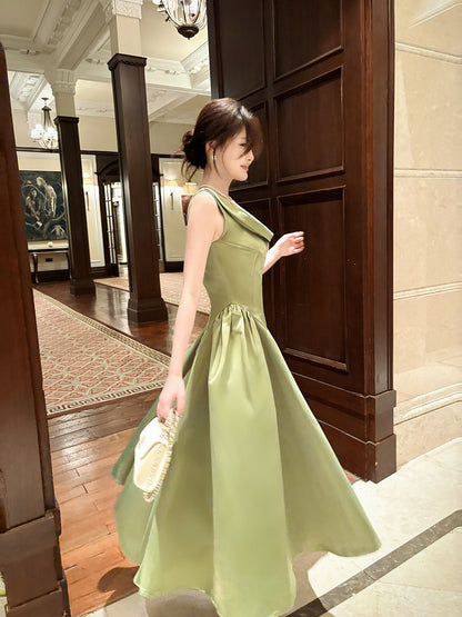 Elegant Green A Line Prom Dress  Satin Evening Dress  P747