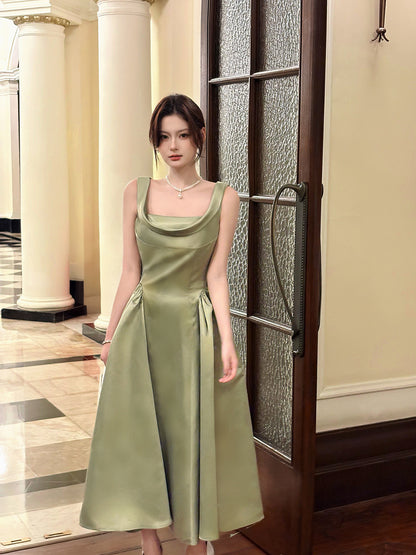 Elegant Green A Line Prom Dress  Satin Evening Dress  P747