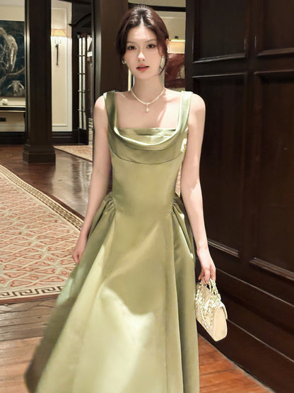 Elegant Green A Line Prom Dress  Satin Evening Dress  P747