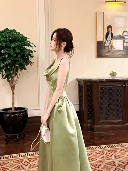 Elegant Green A Line Prom Dress  Satin Evening Dress  P747