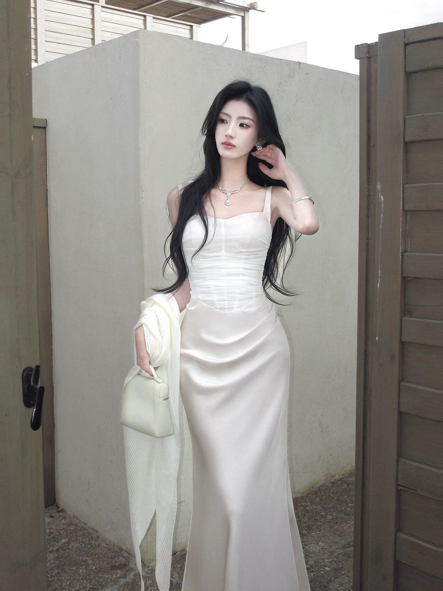 Elegant Satin Mermaid Evening Dress Long Birthday Dress  P1628