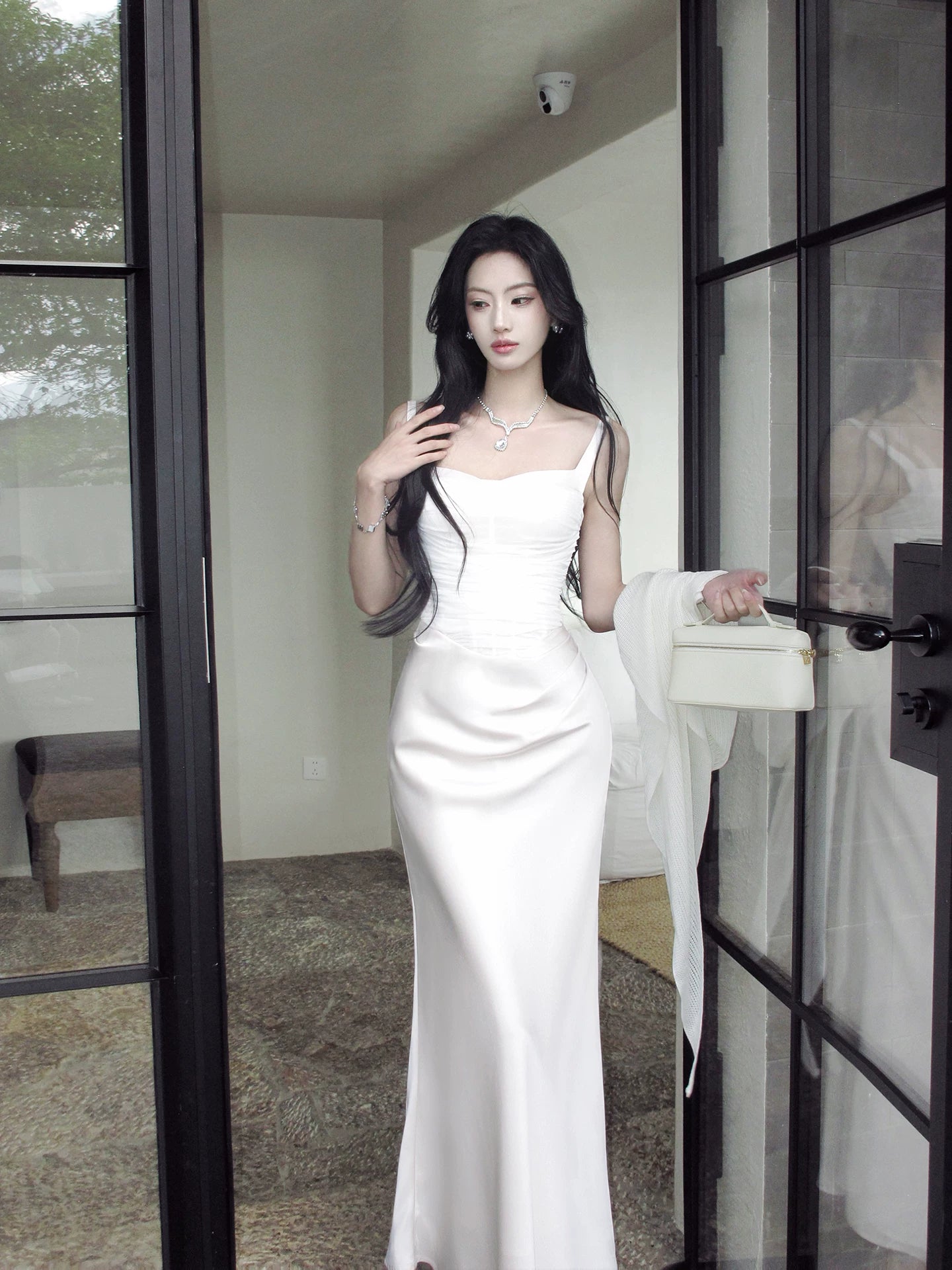 Elegant Satin Mermaid Evening Dress Long Birthday Dress  P1628