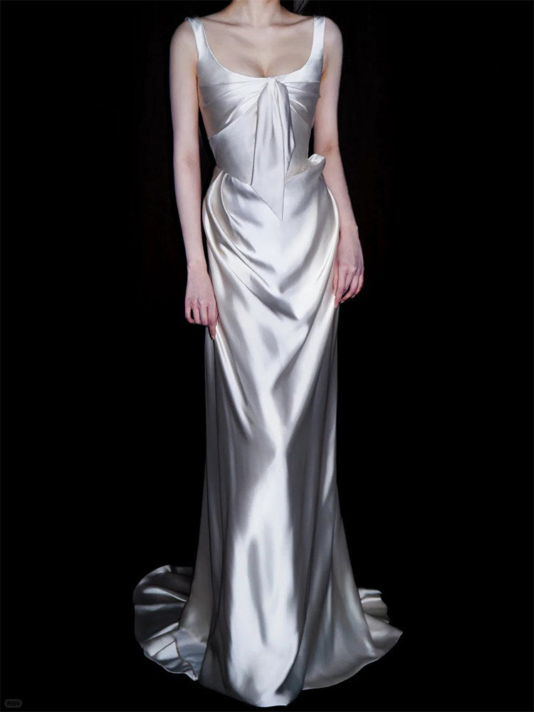Elegant Sheath Satin Evening Dress Formal Prom Dress P776