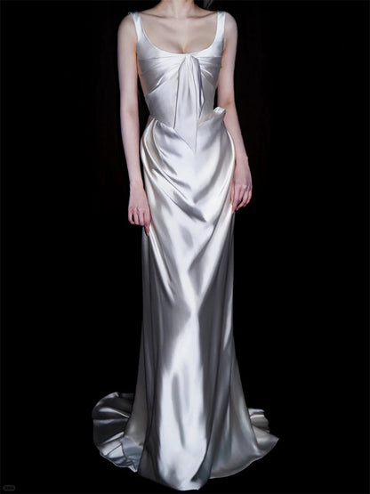 Elegant Sheath Satin Evening Dress Formal Prom Dress P776